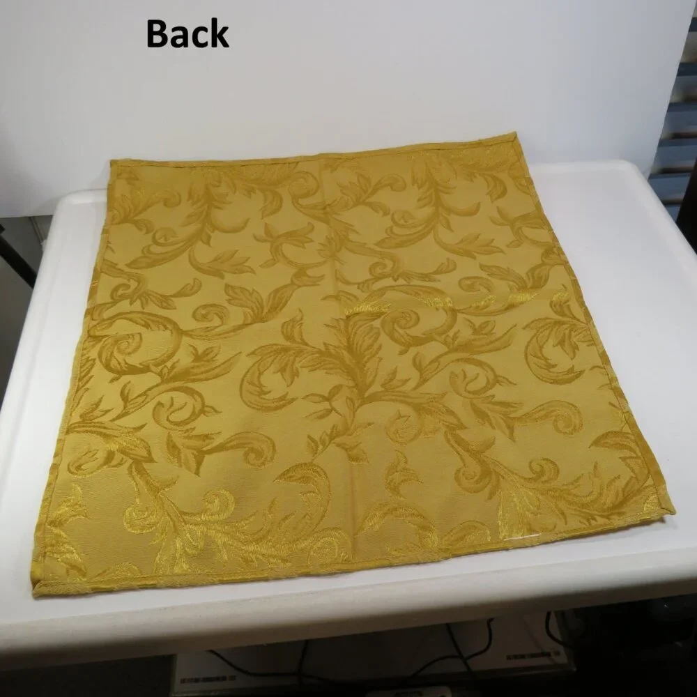 Vintage Rich Gold Jacquard Fabric (4) Dinner Napkins 18x19